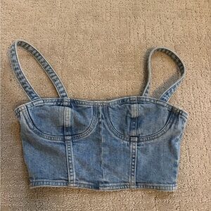 Aritzia Denim Blue Crop Top